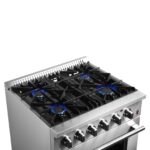 Forno Marco 30-Inch Dual Fuel Range, Stainless Steel, 4 Burners, 37,000 BTU, True Convection Oven, Energy Efficient