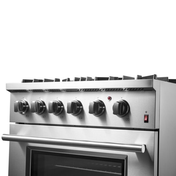 Forno Marco 30-Inch Dual Fuel Range, Stainless Steel, 4 Burners, 37,000 BTU, True Convection Oven, Energy Efficient