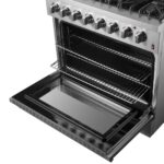 Forno Marco 36-Inch Dual Fuel Range, Stainless Steel, 6 Burners, 67,000 BTU, True Convection Oven, Energy Efficient