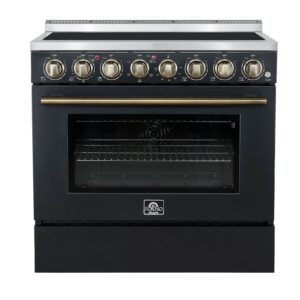 Forno Paolo 36 Inch Black Freestanding Electric Range, Stainless Steel, 5.44 cu.ft