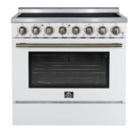 Forno Paolo 36 Inch White Freestanding Electric Range, Stainless Steel, 5.44 cu.ft
