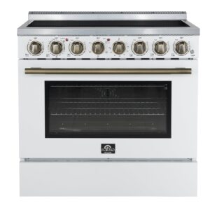 Forno Paolo 36 Inch White Freestanding Electric Range, Stainless Steel, 5.44 cu.ft