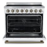 Forno Paolo 36 Inch White Freestanding Electric Range, Stainless Steel, 5.44 cu.ft