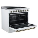 Forno Paolo 36 Inch White Freestanding Electric Range, Stainless Steel, 5.44 cu.ft