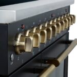 Forno Paolo 48 Inch Freestanding Electric Range in Black with Antique Brass, 6.7 cu.ft