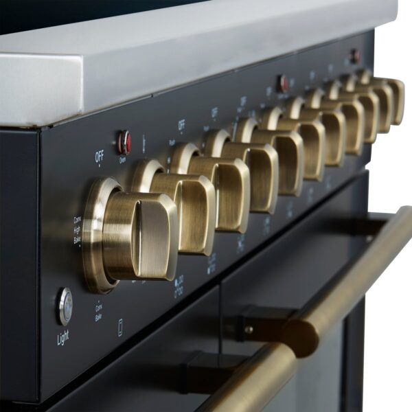 Forno Paolo 48 Inch Freestanding Electric Range in Black with Antique Brass, 6.7 cu.ft