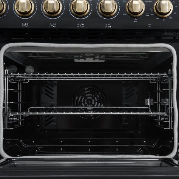 Forno Paolo 48 Inch Freestanding Electric Range in Black with Antique Brass, 6.7 cu.ft