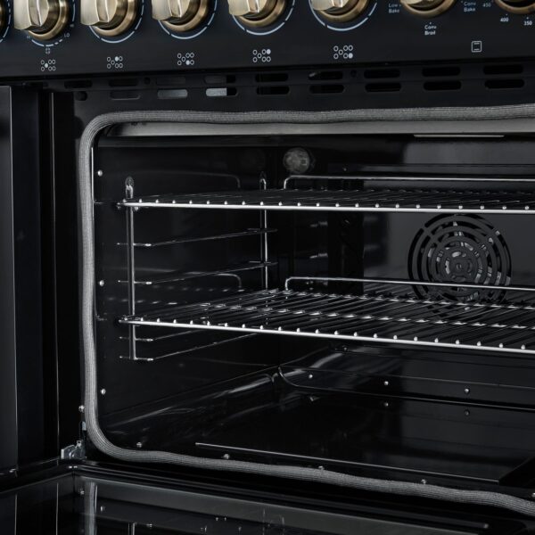 Forno Paolo 48 Inch Freestanding Electric Range in Black with Antique Brass, 6.7 cu.ft