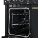 Forno Paolo 48 Inch Freestanding Electric Range in Black with Antique Brass, 6.7 cu.ft