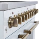 Forno Paolo 48 Inch Freestanding Electric Range in White with Antique Brass, 6.7 cu.ft