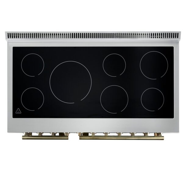 Forno Paolo 48 Inch Freestanding Electric Range in White with Antique Brass, 6.7 cu.ft