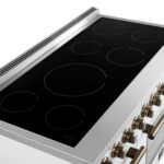 Forno Paolo 48 Inch Freestanding Electric Range in White with Antique Brass, 6.7 cu.ft