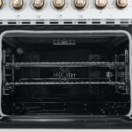 Forno Paolo 48 Inch Freestanding Electric Range in White with Antique Brass, 6.7 cu.ft