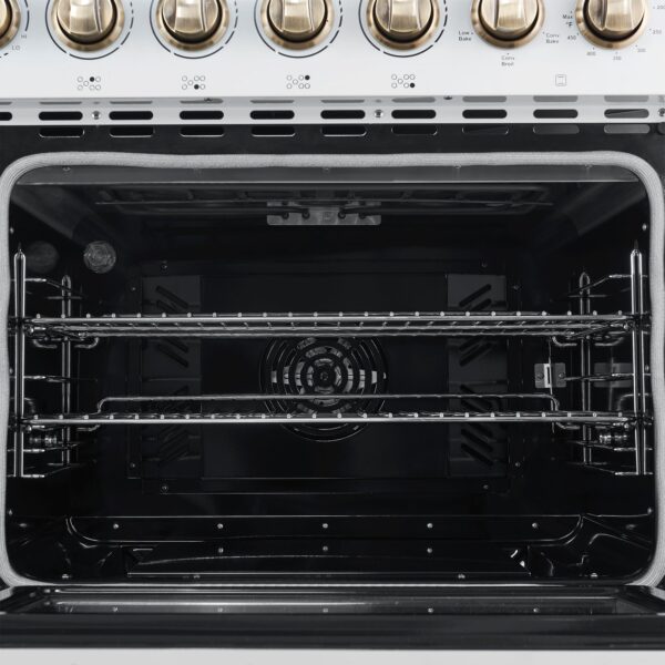 Forno Paolo 48 Inch Freestanding Electric Range in White with Antique Brass, 6.7 cu.ft