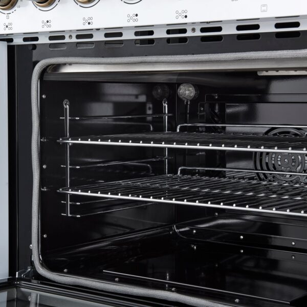Forno Paolo 48 Inch Freestanding Electric Range in White with Antique Brass, 6.7 cu.ft