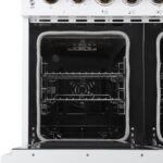 Forno Paolo 48 Inch Freestanding Electric Range in White with Antique Brass, 6.7 cu.ft