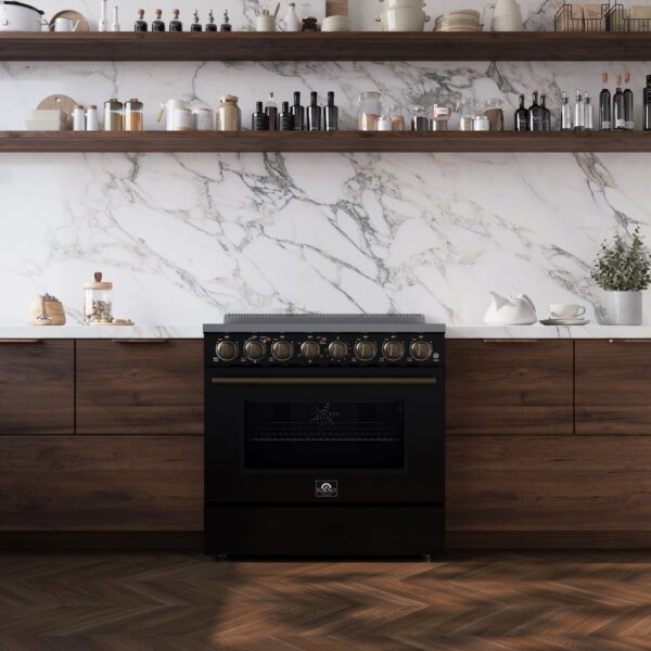 Forno Paolo 36 Inch Black Freestanding Electric Range, Stainless Steel, 5.44 cu.ft