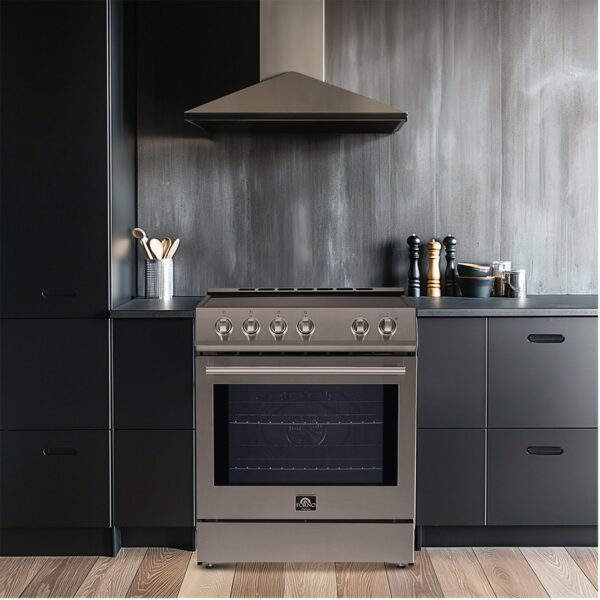 Forno Leonardo 30-Inch Stainless Steel Electric Range, True Convection, Energy Efficient