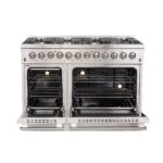 Forno Galiano 48-Inch Freestanding Dual Fuel Range, 8 Burners, Double Convection Ovens