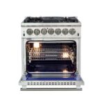 Forno Capriasca 30-Inch Freestanding Dual Fuel Range, 4 Burners, True Convection Oven
