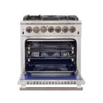 Forno Capriasca 30-Inch Freestanding Dual Fuel Range, 4 Burners, True Convection Oven