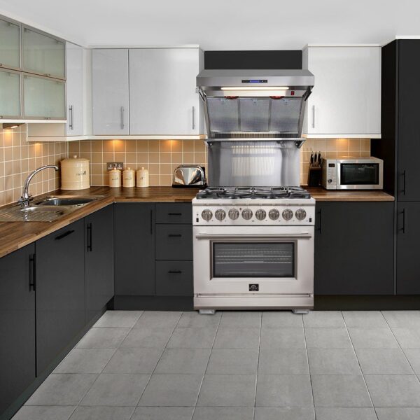 Forno Capriasca 36-Inch Freestanding Dual Fuel Range, 6 Burners, True Convection Oven