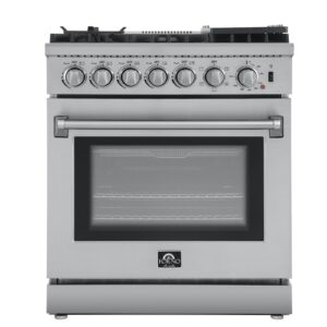 Forno Lazio 30-Inch Freestanding Dual Fuel Range, 5 Burners, True Convection Oven