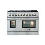 Forno Galiano 48-Inch Freestanding Gas Range, Stainless Steel, 8 Burners, 107,000 BTU, Griddle, Double Ovens, Energy Efficient