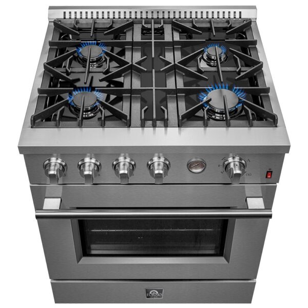Marco 30-inch Gas Range Stainless Steel, 4 Burners 37,000 BTU, 4.32 cu.ft