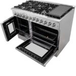 FORNO Galiano 48-Inch French Door Dual Fuel Range All Stainless Steel, 8 Sealed Burners, 107,000 BTU, Griddle, 6.58 cu.ft. Double Ovens