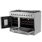 Forno Galiano 48-Inch Freestanding French Door Gas Range, 8 Burners, Griddle, Convection Oven, Energy Efficient