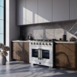Forno Capriasca 36-Inch White Freestanding French Door Gas Range, 6 Burners, Convection Oven, Energy Efficient