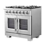 Forno Capriasca 36-Inch Freestanding French Door Gas Range, 6 Burners, Convection Oven, Energy Efficient