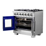Forno Capriasca 36-Inch Freestanding French Door Gas Range, 6 Burners, Convection Oven, Energy Efficient