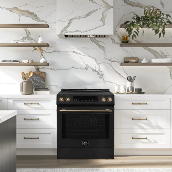Forno Donatello Espresso 30-Inch Slide-In Black Induction Range, Convection Oven, 5 Cooking Zones, Touch Control Panel No rating value. Same page link. (0) Write a review