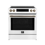 Forno Donatello Espresso 30-Inch Slide-In White Induction Range, Convection Oven, 5 Cooking Zones, Touch Control Panel