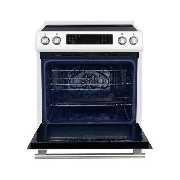 Forno Donatello Espresso 30-Inch Slide-In White Induction Range, Convection Oven, 5 Cooking Zones, Touch Control Panel