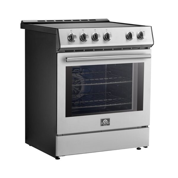Forno Leonardo Espresso 30-Inch Slide-In Stainless Steel Induction Range, Convection Oven, 5 Cooking Zones