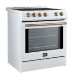 Forno Leonardo Espresso 30-Inch Slide-In White Induction Range, Convection Oven, 5 Cooking Zones, Touch Control Panel