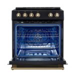 Forno Leonardo Espresso 30-Inch Slide-In Black Induction Range, Convection Oven, 5 Cooking Zones, Touch Control Panel