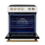 Forno Leonardo Espresso 30-Inch Slide-In White Induction Range, Convection Oven, 5 Cooking Zones, Touch Control Panel