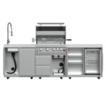 FORNO Bulnes 30-Inch BBQ, 60,000 BTU, 3 Burners with Sear & Rotisserie Infrared Burners, Stainless Steel Outdoor Kitchen with 1.8 cu.ft. Beverage Center & White Sintered Stone Countertops