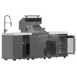FORNO Bulnes 30-Inch BBQ, 60,000 BTU, 3 Burners with Sear & Rotisserie Infrared Burners, Stainless Steel Outdoor Kitchen with 1.8 cu.ft. Beverage Center & White Sintered Stone Countertops