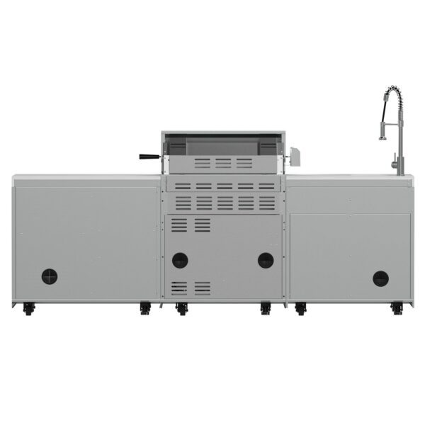 FORNO Bulnes 30-Inch BBQ, 60,000 BTU, 3 Burners with Sear & Rotisserie Infrared Burners, Stainless Steel Outdoor Kitchen with 1.8 cu.ft. Beverage Center & White Sintered Stone Countertops