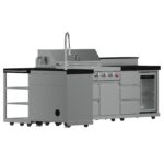 FORNO Bulnes 40-Inch BBQ, 95,000 BTU, 5 Burners, Sear & Rotisserie Infrared with Side Burner, Stainless Steel Outdoor Kitchen with 1.8 cu.ft. Beverage Center & Black Granite Countertops