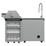 FORNO Bulnes 40-Inch BBQ, 95,000 BTU, 5 Burners, Sear & Rotisserie Infrared with Side Burner, Stainless Steel Outdoor Kitchen with 1.8 cu.ft. Beverage Center & Black Granite Countertops