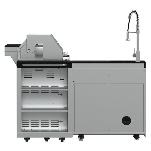 FORNO Bulnes 40-Inch BBQ, 95,000 BTU, 5 Burners, Sear & Rotisserie Infrared with Side Burner, Stainless Steel Outdoor Kitchen with 1.8 cu.ft. Beverage Center & Black Granite Countertops