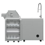 FORNO Bulnes 40-Inch BBQ, 95,000 BTU, 5 Burners, Sear & Rotisserie Infrared with Side Burner, Stainless Steel Outdoor Kitchen with 1.8 cu.ft. Beverage Center & White Sintered Stone Countertops
