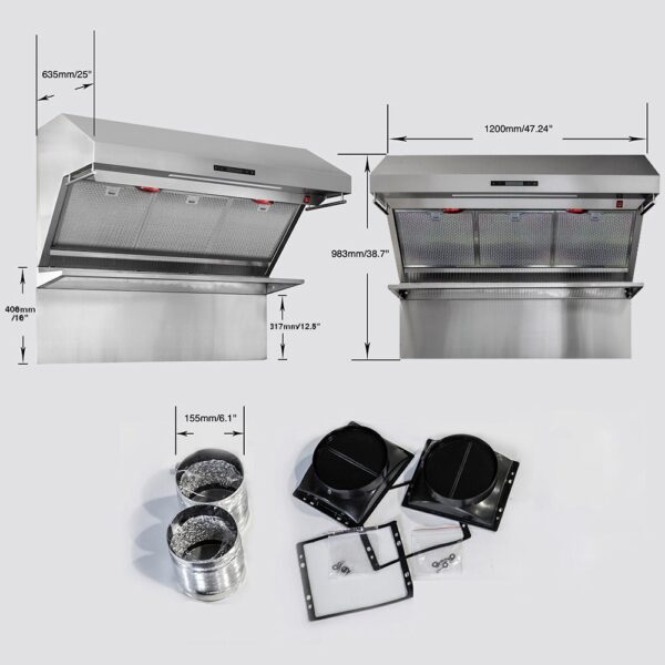 Forno Savona 48-Inch Wall Mount Range Hood, Hybrid Filters, Backsplash Included