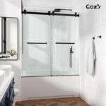 56-61" W x 66" H Frameless Double Sliding Tub Door
